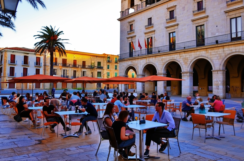 Terraza de Cervecería Quattros frente al Ayuntamiento